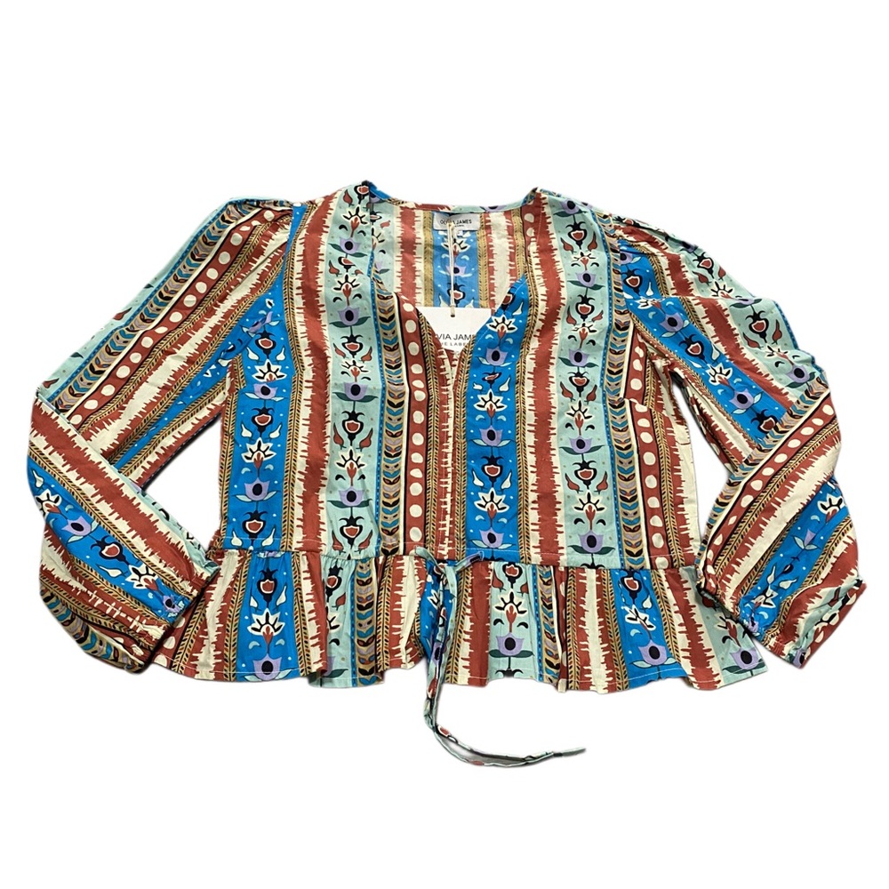 NEW Olivia / Elizabeth James The Label Slone Top 100% Cotton Serape Stripe XS